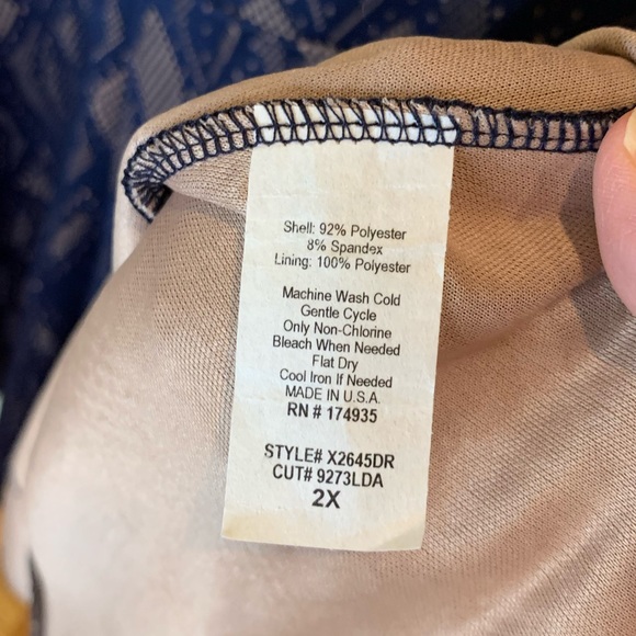 ReneeC 2x navy lace dress. Fit & flare. Like new. - Picture 4 of 6